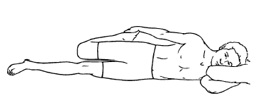 back pain: quad stretch in side lying